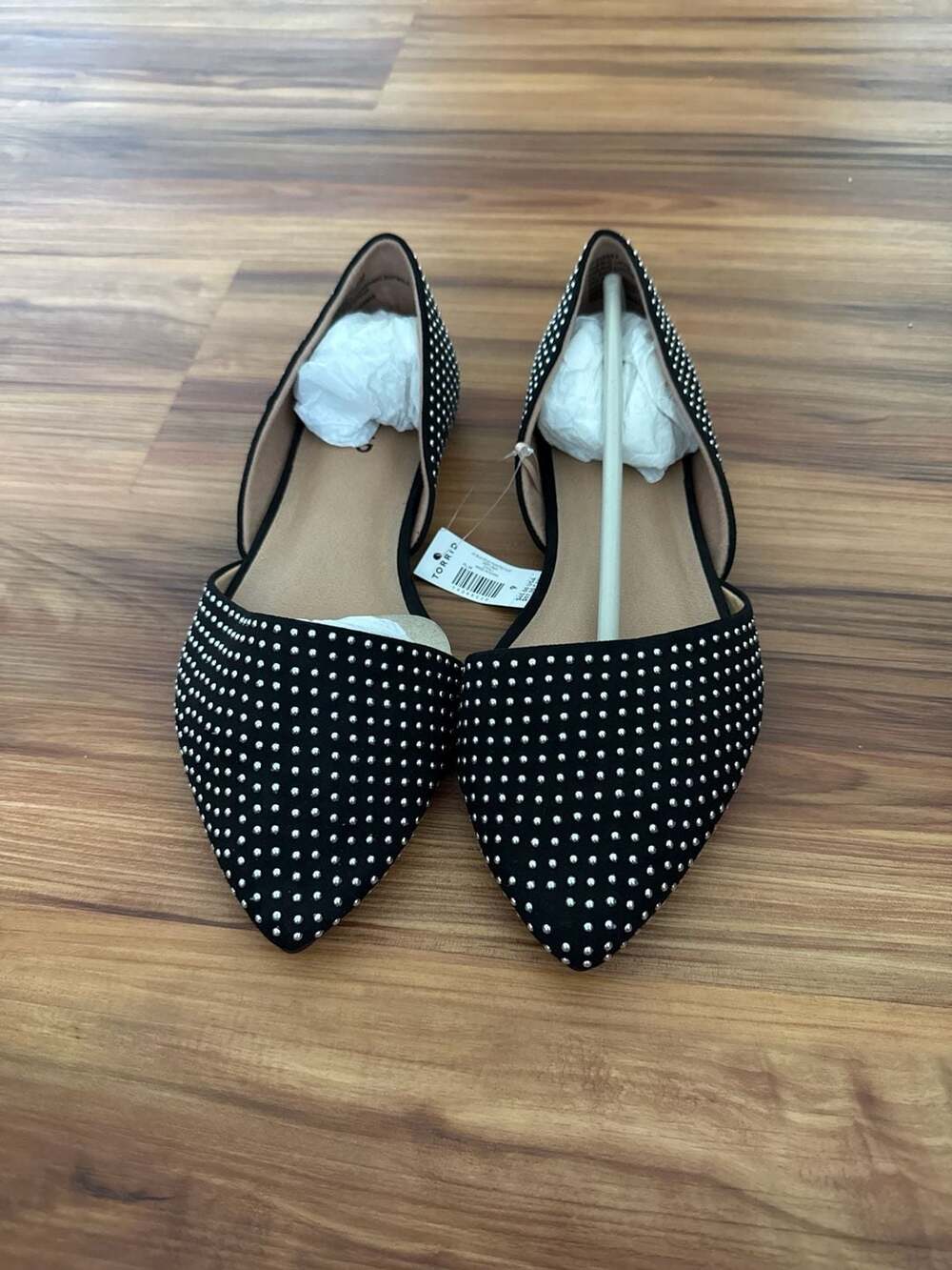 Torrid Black Suede Studded Pointy Toe D'Orsay Flat